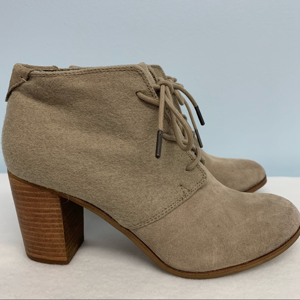 Toms Lunata lace-up booties in taupe